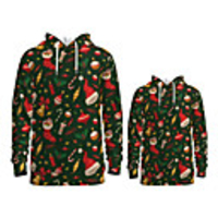 Family Look Active Santa Claus Graphic optical illusion Print Long Sleeve Regular Hoodie Sweatshirt Green