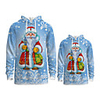 Family Look Active Santa Claus Graphic optical illusion Print Long Sleeve Regular Hoodie Sweatshirt Light Blue