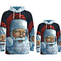 Family Look Active Santa Claus Graphic optical illusion Print Long Sleeve Regular Hoodie Sweatshirt Navy Blue