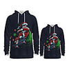 Family Look Active Santa Claus Graphic optical illusion Print Long Sleeve Regular Hoodie Sweatshirt Navy Blue