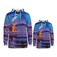 Family Look Active Santa Claus Graphic optical illusion Print Long Sleeve Regular Hoodie Sweatshirt Purple