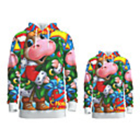 Family Look Active Santa Claus Graphic optical illusion Print Long Sleeve Regular Hoodie Sweatshirt Rainbow