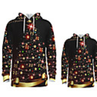 Family Look Active Santa Claus Graphic optical illusion Print Long Sleeve Regular Hoodie Sweatshirt Rainbow