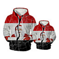 Family Look Active Santa Claus Graphic optical illusion Print Long Sleeve Regular Hoodie Sweatshirt Red