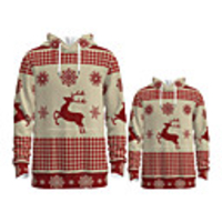 Family Look Active Santa Claus Graphic optical illusion Print Long Sleeve Regular Hoodie Sweatshirt Red