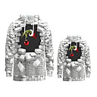Family Look Active Santa Claus Graphic optical illusion Print Long Sleeve Regular Hoodie Sweatshirt White