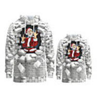 Family Look Active Santa Claus Graphic optical illusion Print Long Sleeve Regular Hoodie Sweatshirt White
