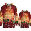 Family Look Active Santa Claus Graphic optical illusion Print Long Sleeve Regular Hoodie Sweatshirt Wine