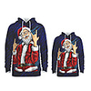 Family Look Active Santa Claus Graphic Print Long Sleeve Regular Hoodie Sweatshirt Blue