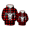 Family Look Active Santa Claus Plaid Graphic optical illusion Print Long Sleeve Regular Hoodie Sweatshirt Red