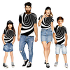 Family Look Black Summer Active Print Graphic Optical Illusion Short Sleeve Family Sets miniinthebox