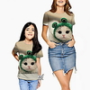 Family Look Brown Summer Active Print Cat Animal Short Sleeve Tee / Kids miniinthebox