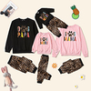 Family Look Family Sets Leopard Letter Daily Print Light Pink Long Sleeve Casual Matching Outfits / Fall / Winter miniinthebox