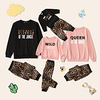 Family Look Family Sets Leopard Letter Daily Print Pink Long Sleeve Casual Matching Outfits / Fall / Winter miniinthebox