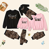 Family Look Family Sets Leopard Letter Print Light Pink Long Sleeve Casual Matching Outfits / Fall / Winter miniinthebox