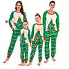 Family Look Geometric Print Long Sleeve Regular Regular Clothing Set Green