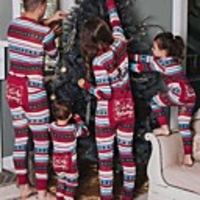 Family Look Geometric Print Long Sleeve Regular Regular Overall Jumpsuit Blue