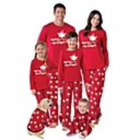 Family Look Graphic Letter Print Long Sleeve Regular Regular Clothing Set Red