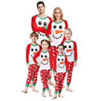 Family Look Graphic Print Long Sleeve Regular Regular Clothing Set Red