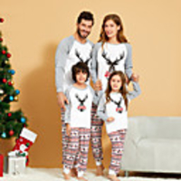 Family Look Graphic Print Long Sleeve Regular Regular Clothing Set White