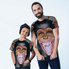 Family Look Gray Summer Active Print Orangutan Graphic Animal Short Sleeve Tee / Kids miniinthebox