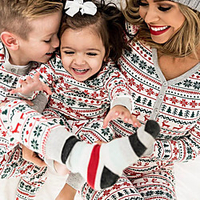 Family Look Pajamas Polyester Deer Christmas Tree Casual Print White Long Sleeve Active Matching Outfits / Fall / Winter / Machine wash / Basic / Micro-elastic miniinthebox
