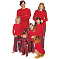 Family Look Plaid Print Long Sleeve Regular Regular Clothing Set Red