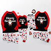 Family Look Santa Claus Animal Letter Print Long Sleeve Regular Regular Clothing Set Black