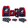 Family Look Santa Claus Animal Letter Print Long Sleeve Regular Regular Clothing Set Navy Blue