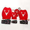 Family Look Santa Claus Animal Print Long Sleeve Regular Regular Clothing Set Black