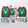 Family Look Santa Claus Animal Print Long Sleeve Regular Regular Clothing Set Black