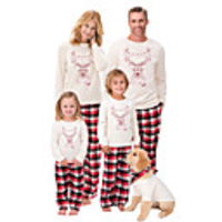 Family Look Santa Claus Animal Print Long Sleeve Regular Regular Clothing Set White