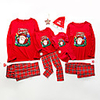 Family Look Santa Claus Graphic Letter Print Long Sleeve Regular Regular Clothing Set Black