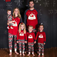 Family Look Santa Claus Graphic Letter Print Long Sleeve Regular Regular Clothing Set Red