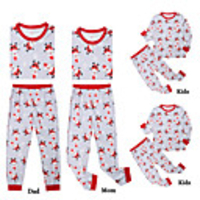 Family Look Santa Claus Graphic Print Long Sleeve Regular Regular Clothing Set Gray