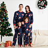 Family Look Santa Claus Graphic Print Long Sleeve Regular Regular Clothing Set Navy Blue