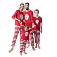 Family Look Santa Claus Graphic Print Long Sleeve Regular Regular Clothing Set Red