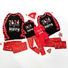 Family Look Santa Claus Letter Print Long Sleeve Regular Regular Clothing Set Black
