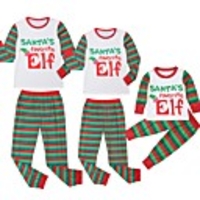 Family Look Santa Claus Letter Print Long Sleeve Regular Regular Clothing Set Green