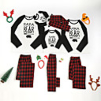 Family Look Santa Claus Letter Print Long Sleeve Regular Regular Clothing Set White