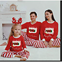 Family Look Snowman Graphic Print Long Sleeve Regular Regular Clothing Set Red