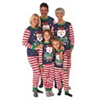 Family Look Striped Letter Print Long Sleeve Regular Regular Clothing Set Navy Blue