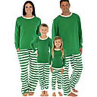 Family Look Striped Print Long Sleeve Regular Regular Clothing Set Green