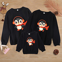 Family Look Sweatshirt Animal Sports Outdoor Print Black Long Sleeve Active Matching Outfits / Winter / Spring / Casual miniinthebox
