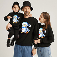 Family Look Sweatshirt Cartoon Animal Sports Outdoor Print Black Long Sleeve Active Matching Outfits / Winter / Spring / Casual miniinthebox