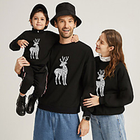 Family Look Sweatshirt Deer Animal Sports Outdoor Print Black Red Long Sleeve Active Matching Outfits / Winter / Spring / Casual miniinthebox