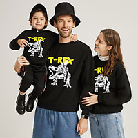 Family Look Sweatshirt Dinosaur Letter Sports Outdoor Print White Black Red Long Sleeve Active Matching Outfits / Winter / Spring / Casual miniinthebox