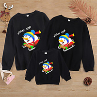 Family Look Sweatshirt Snowman Letter Sports Outdoor Print Black Long Sleeve Active Matching Outfits / Winter / Spring / Casual miniinthebox