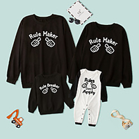 Family Look Tops Letter Daily Print Black Long Sleeve Daily Matching Outfits / Fall / Winter / Cute miniinthebox