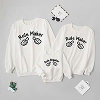 Family Look Tops Letter Daily Print White Long Sleeve Daily Matching Outfits / Fall / Winter / Cute miniinthebox